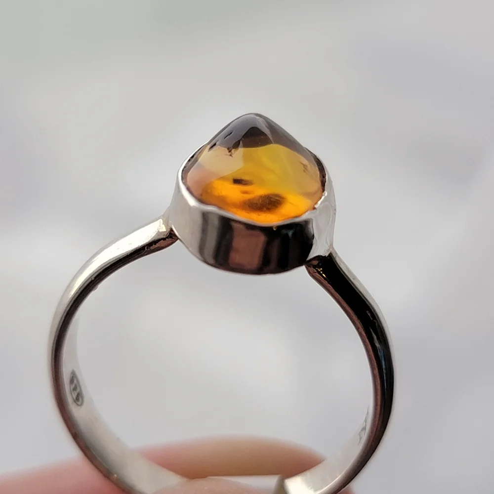 Natural Baltic Amber 925 Sterling Silver Ring NWT Genuine  Stamped Signed